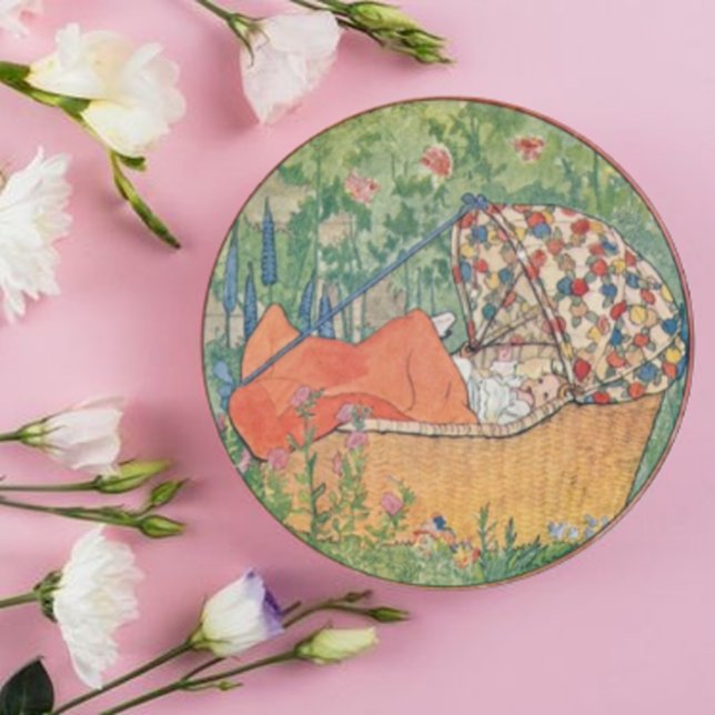 Vintage Rie Cramer New Baby Classic Round Sticker (Creator Uploaded)