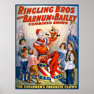 Vintage Ringling Bros - Barnum & Bailey Clown Show Poster