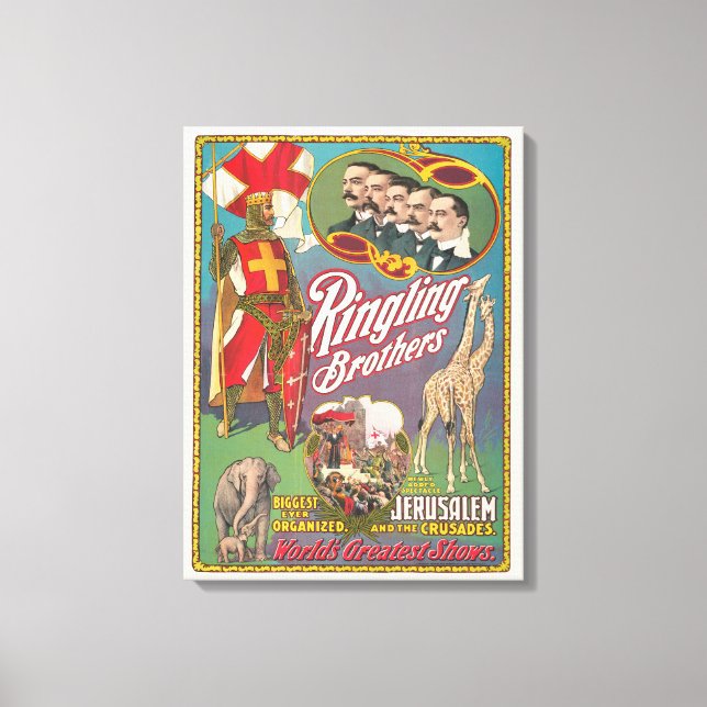 Vintage Ringling Brothers Circus Poster Canvas Print (Front)