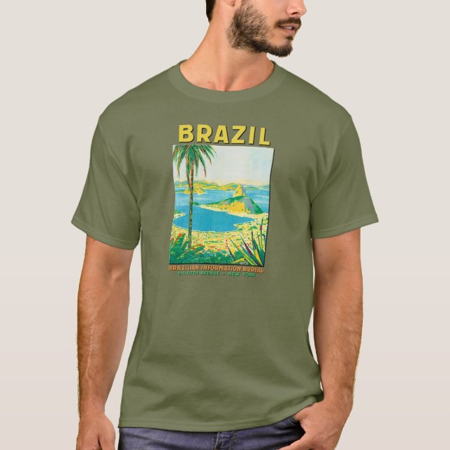 Vintage Rio Brazil Travel Poster T-Shirt (Front)