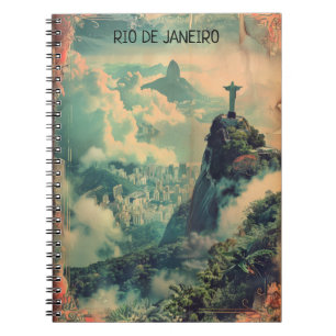 Vintage Rio de Janeiro Travel Jesus Statue Notebook