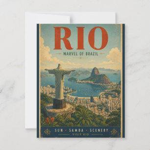 Vintage Rio de Janeiro Travel Poster with Iconic S Card