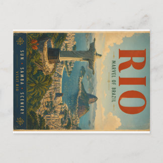 Vintage Rio de Janeiro Travel Poster with Iconic S Holiday Postcard