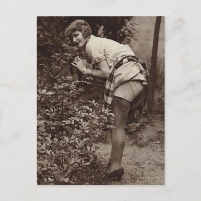 Vintage risque girl photo postcard (Front)
