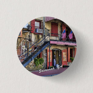 Vintage River Street Savannah Georgia Travel Photo 3 Cm Round Badge
