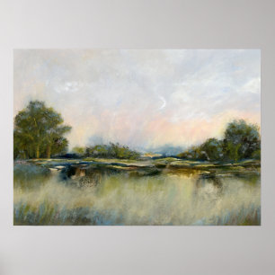 Vintage River View Landscape Impressionist Art Poster