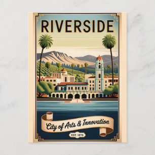 Vintage Riverside California City of Arts Retro Postcard