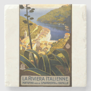 Vintage Riviera Poster Italy Stone Coaster