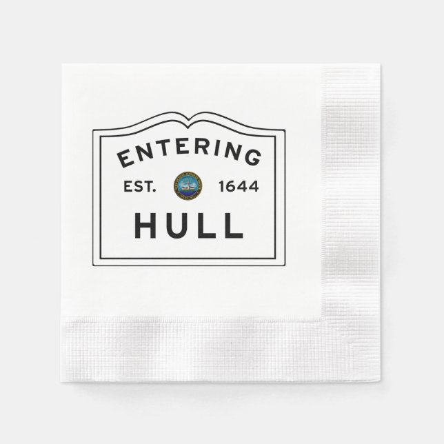 Vintage Road Sign Massachusett - Hull Napkin (Front)