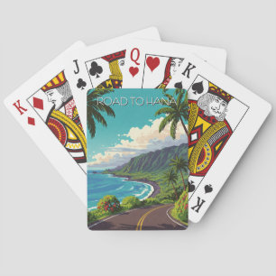 Vintage Road to hana Maui Hawaii Travel Playing Cards