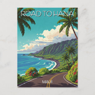 Vintage Road to hana Maui Hawaii Travel Postcard
