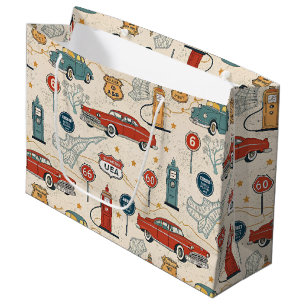 Vintage Road Trip Pattern (2) Large Gift Bag