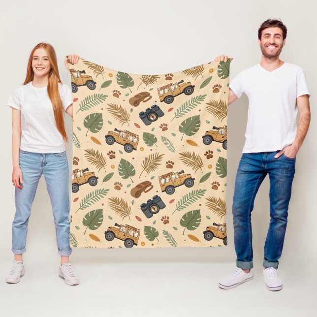 Vintage Road Trip Pattern (3) Fleece Blanket (In Situ)