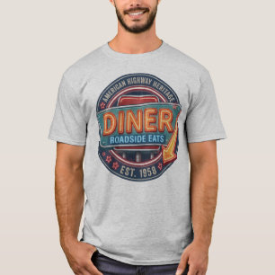 Vintage Roadside Diner American Highway Men's T-Sh T-Shirt