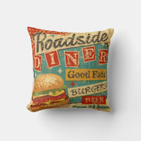 Vintage Roadside Diner metal sign. diner, retro, v