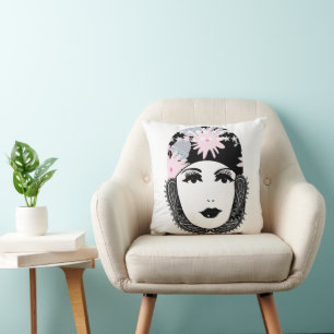 Vintage Roaring 20's  Portrait Flapper Girl Cushion