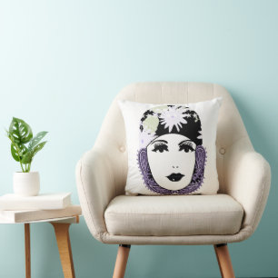 Vintage Roaring 20's Portrait Flapper Girl Cushion