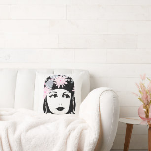 Vintage Roaring 20's Portrait Flapper Girl Cushion