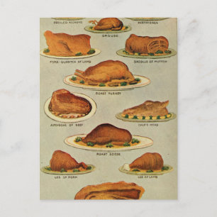 Vintage Roast Meat Illustration Postcard
