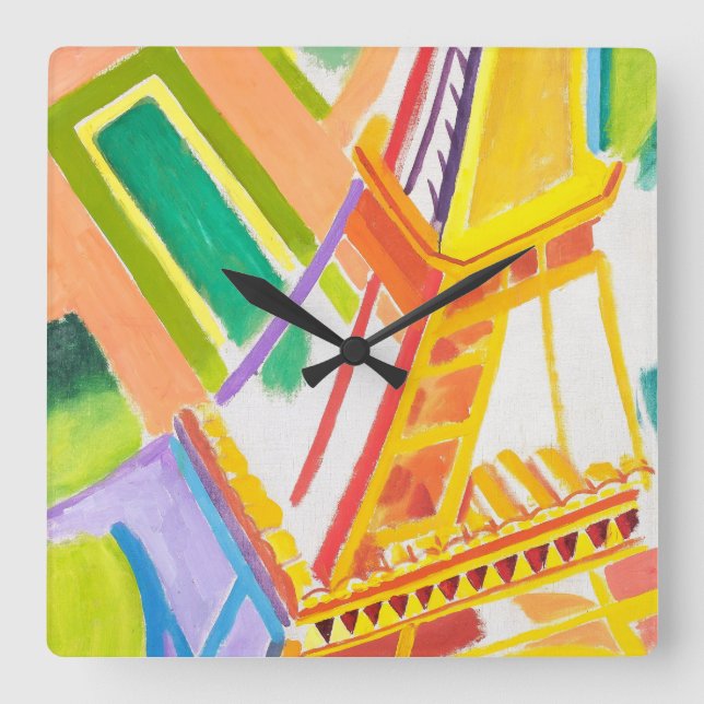 Vintage Robert Delaunay's Eiffel Tower Art Square Wall Clock (Front)