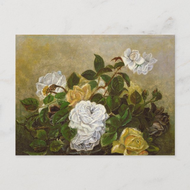 Vintage Robert Duncanson Still Life with Roses Postcard (Front)