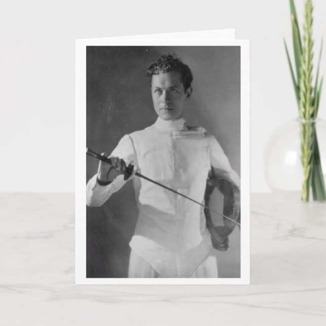 Vintage Robert Montgomery Fencing! Note Card (Front)