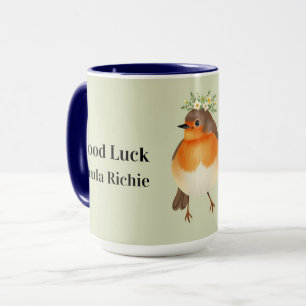 Vintage Robin Bird Floral Cottagecore Coffee Mug