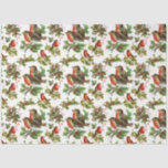 Vintage Robin Bird Holly Berries Winter  Tissue Paper<br><div class="desc">Elegant and traditional red-breasted robins are shown nestled in holly and berries.</div>