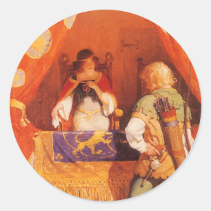 Vintage Robin Hood Meets Maid Marian by NC Wyeth Classic Round Sticker