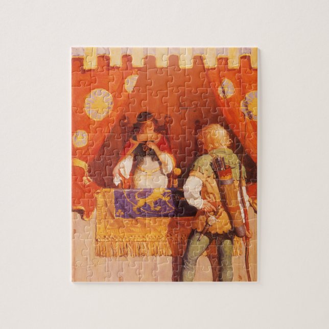 Vintage Robin Hood Meets Maid Marian by NC Wyeth Jigsaw Puzzle (Vertical)