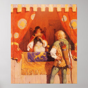 Vintage Robin Hood Meets Maid Marian by NC Wyeth Poster