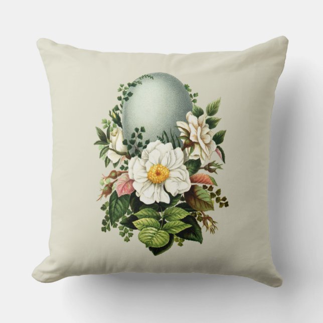 Vintage Robins Egg and Rose  Cushion (Front)