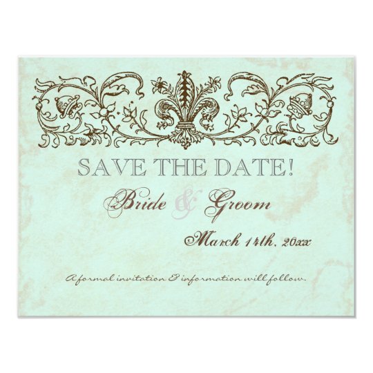 Vintage Robins Egg Blue Crown Swirl Flourish Card