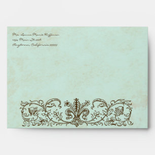 Vintage Robins Egg Blue Crown Swirl Flourish Envelopes