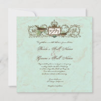 Vintage Robins Egg Blue Crown Swirl Flourish