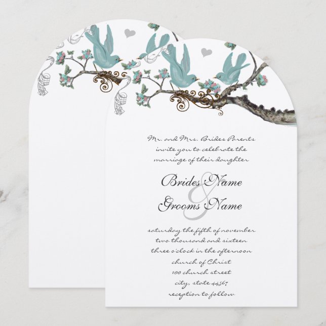 Vintage Robin's Egg Blue Wedding Invitations (Front/Back)