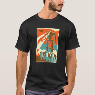 Vintage Robot Attacking City Retro Bot Attack For T-Shirt