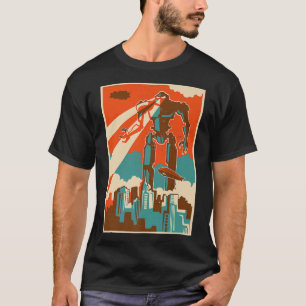 Vintage Robot Attacking City Retro Bot Scifi Fathe T-Shirt