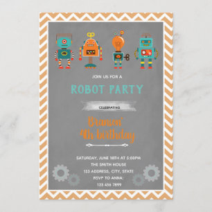 Vintage robot birthday Invitation