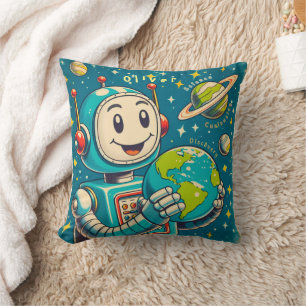 Vintage Robot in Space Science Curiosity Discovery Cushion