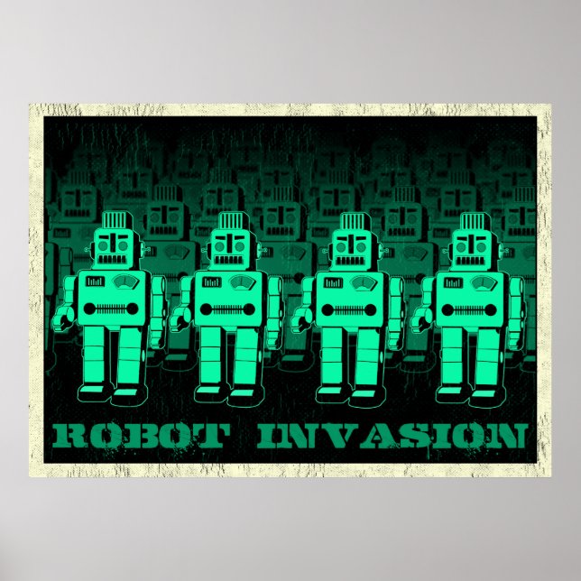 vintage robot invasion poster (Front)