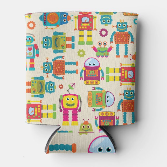 Vintage Robots: Seamless Nostalgia. Can Cooler (Front)