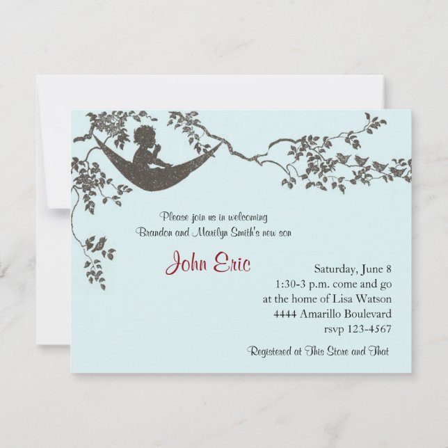 Vintage Rock-a-bye Baby Shower Invitation (Back)