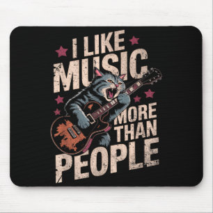 Vintage Rock Cat Music Lover Funny Animal Quote  Mouse Mat