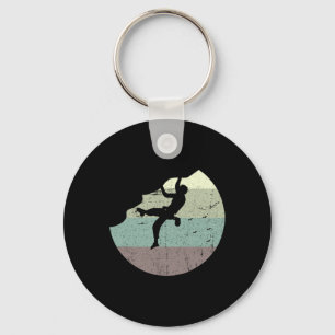 Vintage Rock Climbing Climber Bouldering Sunset  Key Ring