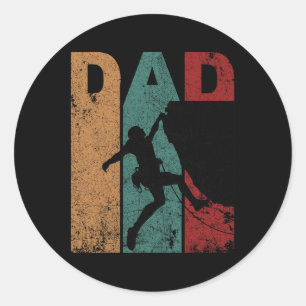 Vintage Rock Climbing Dad Silhouette Father's Day Classic Round Sticker