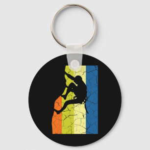 Vintage Rock Climbing Retro Mountains Climber Tee Key Ring