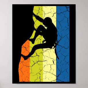 Vintage Rock Climbing Retro Mountains Climber Tee Poster