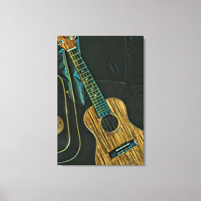 vintage rock guitar player artwork canvas print (Front)