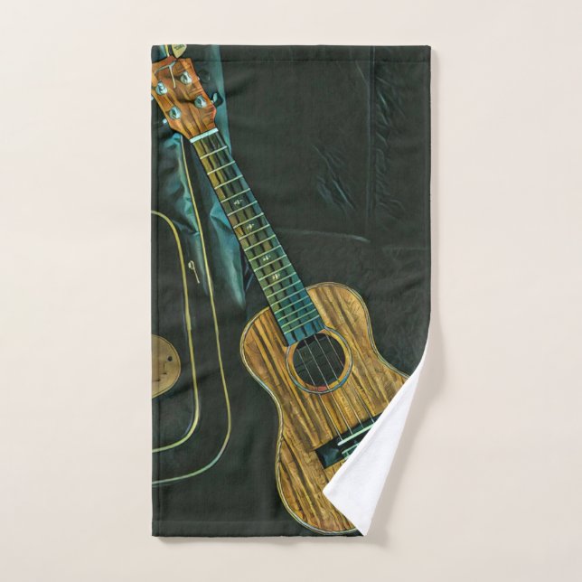 vintage rock guitar player artwork hand towel (Hand Towel)